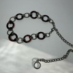 Silver and Brown Chain Link Belt